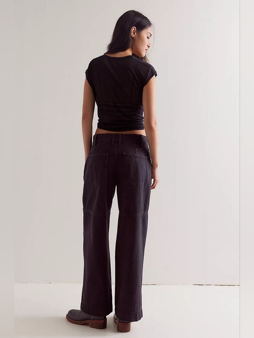 NWT We The Free Benji Black Wide-Leg Mid Rise Relaxed Jeans 27 - Picture 3 of 16